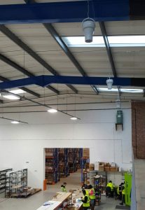 Airius Destratification Fans Installed in Warehouse