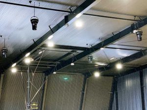 Painted-Airius-Cooling-Fans-in-Ballina-Indoor-Sports-Centre
