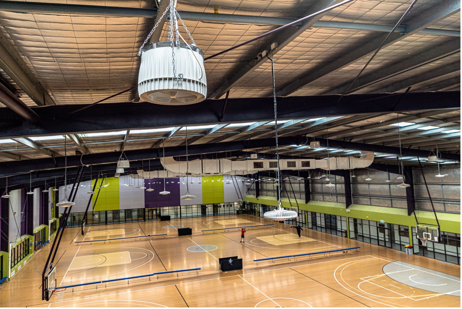 Airius G400 EC fans in a sports hall in Victoria